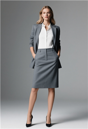 灰色职业套装商务美女写真图片